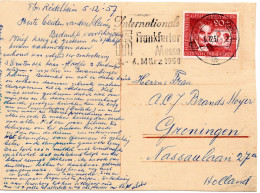 74911 - Berlin - 1957 - 20Pfg Elly Heuss EF A AnsKte FRANKFURT - ... -> Niederlande - Lettres & Documents