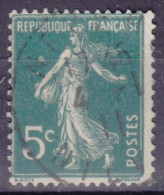 VARIETE ANNEAU LUNE Sur Semeuse N°137 5c Vert Oblitéré - Used Stamps