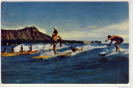 HONOLULU, Hawaii - Surfing Ab Beach Of Waikiki,  Used 1952 - Wasserski