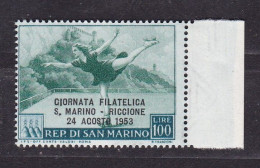 1953 San Marino Saint Marin GIORNATA FILATELICA RICCIONE - PATTINATRICE, SKATER, SPORT, PATINEUSE Serie MNH** - Unused Stamps