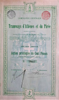 Compagnie Générale Des Tramways D'Ahènes Et Du Pirée - Action Priv. De 100 Fr - Railway & Tramway