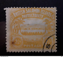 BRITISH SALOMON ISLANDS, 1907, Pirogue Indigène, Yvert No 4, 2 1/2 Pence Jaune Orange, Faux , Obl TB - Isole Salomone (...-1978)