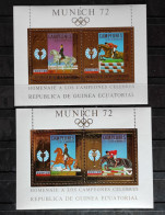 GUINEA ECUATORIAL-XX OLIMPIADA DE MUNICH- JINETES CÉLEBRES - -HOJAS LUJO DORDAS DOBLES MICHELNDb29/NDb30 - Guinea Ecuatorial