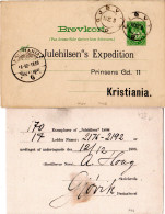 Norwegen 1898, 5 öre Ganzsache V. Gjövig M. Weihnachten Zudruck Julehilsen - Cristianismo