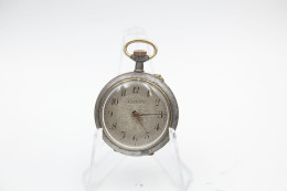 Watches : POCKET WATCH GUN METAL SILVER DIAL CONTY 18-1900's - Original - Running - Watches: Bracket