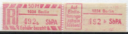 DDR Einschreibemarke Berlin SbPA Postfrisch, EM2B-1034bI Zh - Labels For Registered Mail