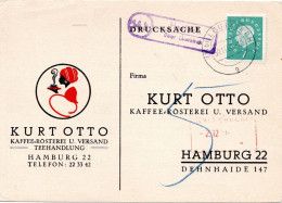 74928 - Bund - 1960 - 7Pfg Heuss III EF A DrucksKte LandpostStpl HASSLACH -> LEUTKIRCH -> Hamburg, 5Pfg Nachporto - Storia Postale