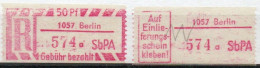 DDR Einschreibemarke Berlin SbPA Postfrisch, EM2B-1057aI Gt - Etichette Di Raccomandazione