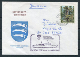 1981 Liechtenstein Vaduz Trees MS WAPPEN VON HAMBURG Ship Cover. Wappen Der Gemeinde TRIESEN Coat-of-Arms - Storia Postale