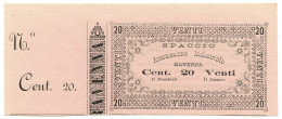 20 CENTESIMI NON EMESSO CON MATRICE ASS.NE INDUSTRIALE SPACCIO RAVENNA 1868 QFDS - Andere & Zonder Classificatie