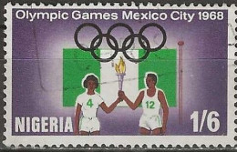 NIGERIA 1968 Olympic Games, Mexico - 1s.6d. Nigerian Athletes, Flag And Olympic Rings FU - Nigeria (1961-...)