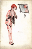 PC ARTIST SIGNED, MEUNIER, GESTES FRIVOLES, RISQUE, Vintage Postcard (b51715) - Meunier, S.