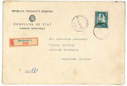 CIP 12 - 128-a-b Bucuresti, Council Of State - REGISTERED Cover - 1966 - Storia Postale