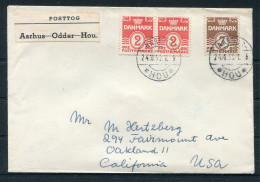 1950 Denmark Posttog Railway Cover Aarhus / Hou - Lettres & Documents