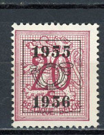 BELGIQUE:  1955-1956 PREO N° Yvert 322 (*) - Typos 1951-80 (Ziffer Auf Löwe)