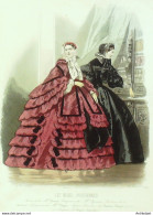 Gravure De Mode Les Modes Parisiennes 1859 N° 878 Robes De Sorties (Maison Fauvet)  - Estampes & Gravures