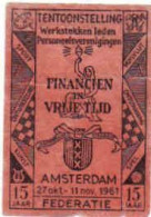 Dutch Matchbox Label 1961, Amsterdam,Tentoonstelling Financien In Vrije Tijd, Holland, Netherlands - Boites D'allumettes - Etiquettes