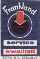 Dutch Matchbox Label, Enschede - Overijssel, Frankland Service, Kwaliteit, ECHFA N. V., Holland, Netherlands - Boites D'allumettes - Etiquettes