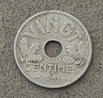 Pièce état Français VINGT Cts 1941 - 20 Centimes