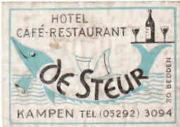 Dutch Matchbox Label, KAMPEN - Overijssel, Hotel Café Restaurant De Steur, Holland, Netherlands - Boites D'allumettes - Etiquettes