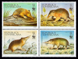 Dominicana 1994, WWF, Solenodon, 4val - Rongeurs