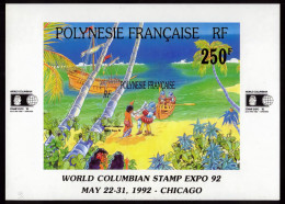 French Polynesia 1992, 500th Discovery Of America, Overp. Stamp Expo, BF - Christophe Colomb