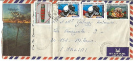 Noevelle-Caledonie Lettre Avion Noumea 20dec1974 X Italie Avec Poste Aerienne F.37+3(x2) + Reguliér F.1 (tot. F.44) - Briefe U. Dokumente