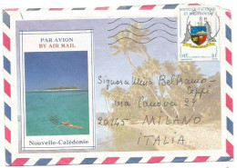 Noevelle-Caledonie Lettre Avion Noumea 18mar1988 X Italie Avec Ecusson Mont Dore F.94 Seul - Cartas & Documentos