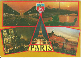 Paris (France) Vues: Avenue Champs Elysées, Ponte Alexandre III, Seine Et Tour Eiffel, Notre Dame, Conciergerie - Paris By Night