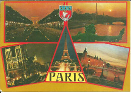 Paris (France) Vues: Avenue Champs Elysées, Ponte Alexandre III, Seine Et Tour Eiffel, Notre Dame, Conciergerie - París La Noche