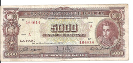 BOLIVIE 5000 BOLIVIANOS L.1945 VF+ P 145 - Bolivie