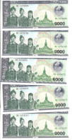 LAOS 1000 KIP 2003 UNC P 32A B ( 5 Billets ) - Laos