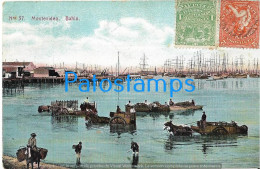 224069 URUGUAY MONTEVIDEO BAHIA VISTA PARCIAL CART A HORSE IN WATER CIRCULATED TO FRANCE POSTAL POSTCARD - Uruguay