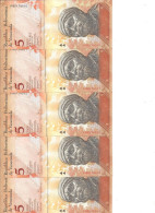 VENEZUELA 5 BOLIVARES 2007 UNC P 89 B ( 5 Billets ) - Venezuela