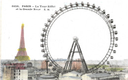 CPA PARIS COULEUR - TOUR EIFFEL ET GRANDE ROUE - EDITEUR EM 5012 - Tour Eiffel