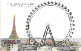 CPA PARIS COULEUR - TOUR EIFFEL ET GRANDE ROUE - EDITEUR EM 5012 - Eiffeltoren