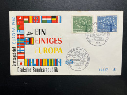 ENVELOPPE ALLEMAGNE EUROPA BONN 1962 / FDC - 1961-1970