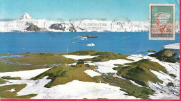 ARGENTINA - CARTOLINA  SOUVENIR  FORMATO GRANDE CON ANNULLO MECCANICO CELEBRATIVO PRESENZA ARGENTINA IN ANTARTIDE 1973 - Brieven En Documenten