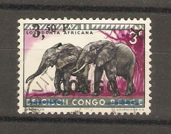 Congo - 1960 - Faune éléphants Cob 407 Surchargé Congo Et  3.50 F - Curiosité : Raturages Sur Belgisch Et Belge - Oblitérés