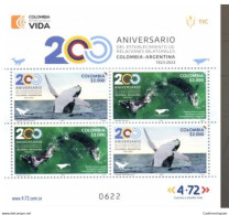 O) 2023 COLOMBIA, DIPLOMATIC RELATIONS WITH ARGENTINA, HUMPBACK WHALE - MEGAPTERA, GORGONA NATIONAL NATURAL PARK, MINI S - Colombia