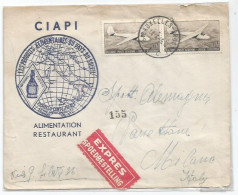 Belgique Express AirmailCV "Made In Italy" Food & Drink Brussels 14apr1955 With Airpost FB.6 Pair - Cartas & Documentos