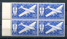 RC 26947 AFRIQUE OCCIDENTALE AOF COTE 9€ PA N° 1 - 5f50 BLEU POSTE AERIENNE BLOC DE 4 NEUF ** MNH TB - Nuovi