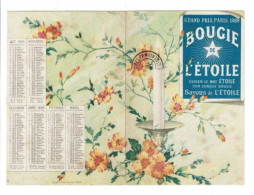 Calendrier Publicitaire 1895 BOUGIE DE L ETOILE Manufacture Savons Et Bougies A DE MILLY - Klein Formaat: ...-1900