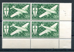 RC 26950 AFRIQUE OCCIDENTALE AOF COTE 16€ PA N° 2 - 50f VERT POSTE AERIENNE BLOC DE 4 NEUF ** MNH TB - Neufs