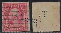 USA United States 1914/1923 Stamp With Perfin TIP By The Industrial Press From New York Lochung Perfore - Perforés