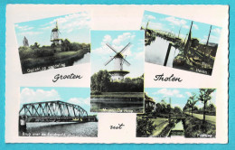 * Tholen (Zeeland - Nederland) * (Drukk Boekhandel Fa. C. Dieleman) Groeten Uit, Moulin, Molen, Pont, Péniche, Canal - Tholen