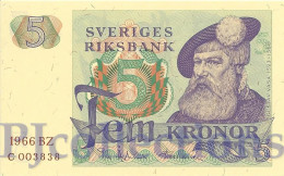 SWEDEN 5 KRONOR 1966 PICK 51a UNC LOW & GOOD SERIAL NUMBER "C 003838" - Sweden
