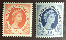 Rhodesia & Nyasaland 1956 Coil Stamps Definitives Set SG1a, 2a MNH - Rhodesia & Nyasaland (1954-1963)