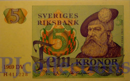 SWEDEN 5 KRONOR 1969 PICK 51a UNC - Svezia