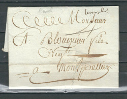 FRANCE 1791 Marque Manuscrite Postale De Lunel Pour Montpellier - ....-1700: Precursores